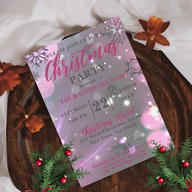 Pink Winter Wonderland Corporate Christmas Party Invitation (Creator Uploaded)