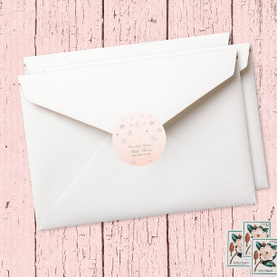 Pink Winter Wonderland Snowflake Baby Shower Favou Classic Round Sticker