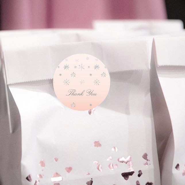 Pink Winter Wonderland Snowflake Baby Thank You Classic Round Sticker (Creator Uploaded)