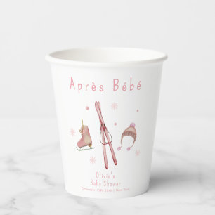 Pink Winter Woodland Après Bébé Ski Baby Shower  Paper Cups