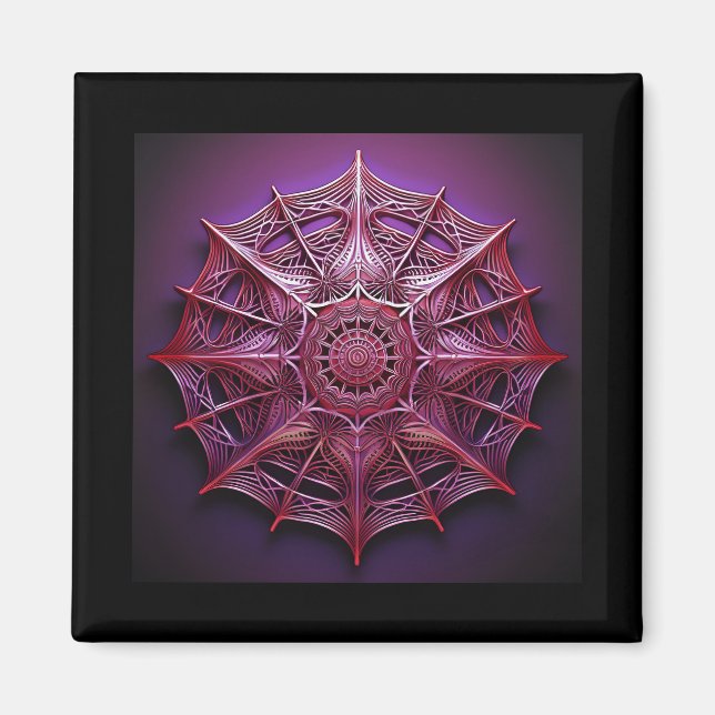 Pink Wireframe Mandelbrot Magnet (Front)