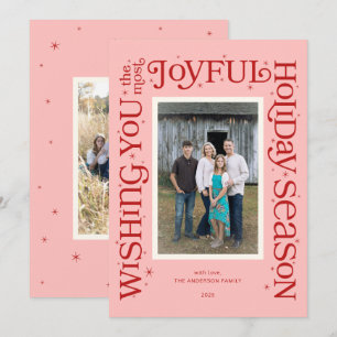 Pink Wishing You the Most Joyful Season Holiday Card