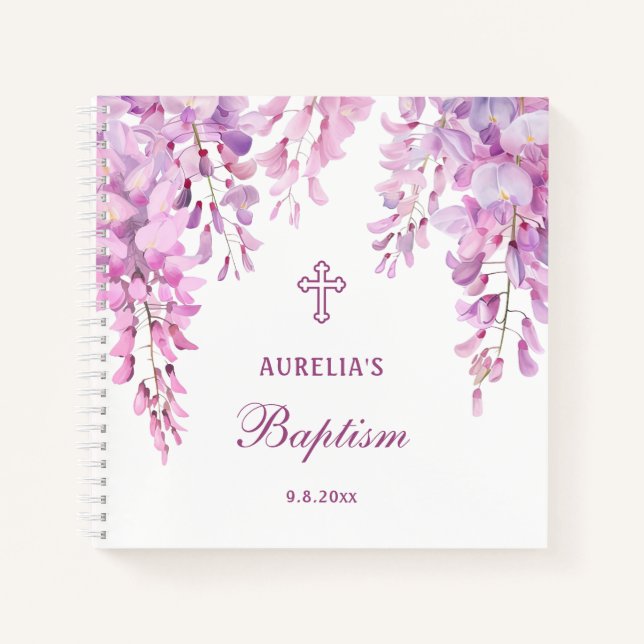 Pink Wisteria Baptism Guest Book (Front)