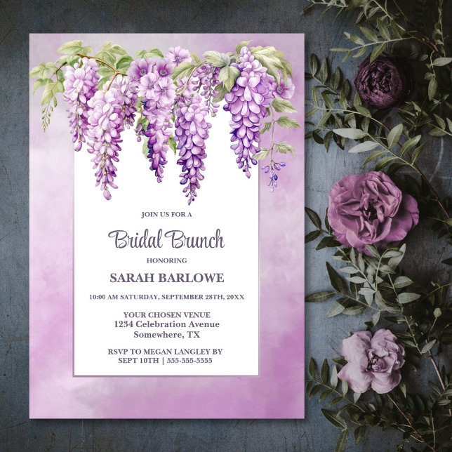 Pink Wisteria Floral Bridal Brunch Invitation (Creator Uploaded)