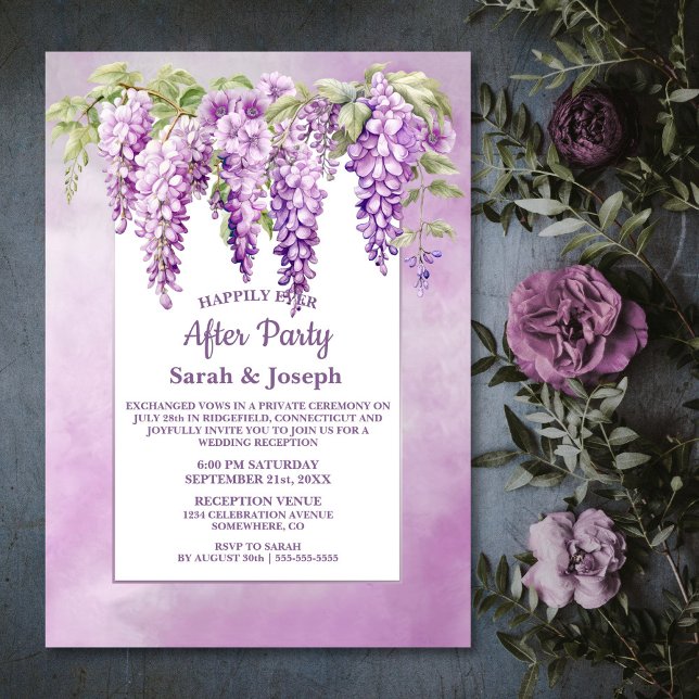 Pink Wisteria Floral Wedding After Party Invitation (Creator Uploaded)
