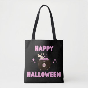 Pink Witch Cauldron Happy Hallowen   Tote Bag