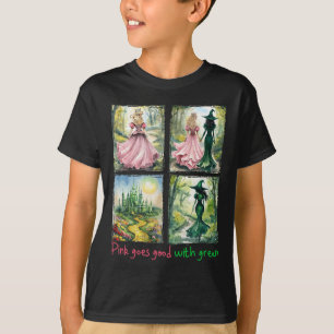 Pink Witch Goes Good With Green Halloween Witch Wo T-Shirt