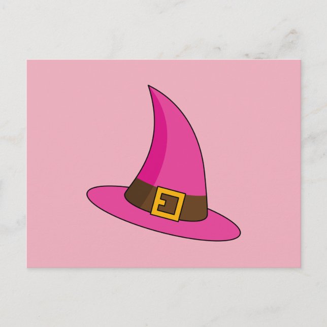 Pink Witch Hat Holiday Postcard (Front)