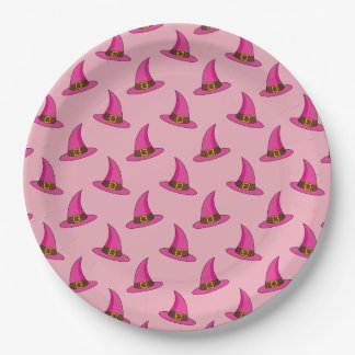 Pink Witch Hat Paper Plate