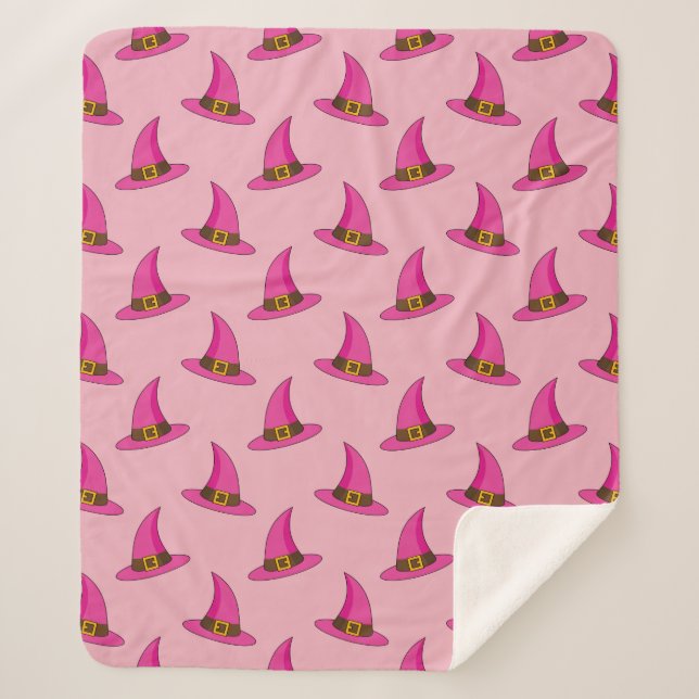 Pink Witch Hat Sherpa Blanket (Front)