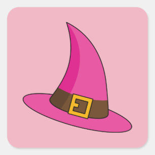 Pink Witch Hat Square Sticker