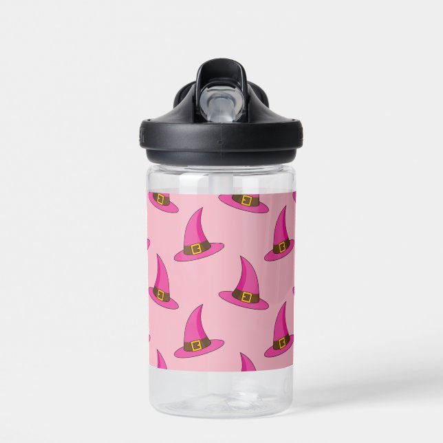 Pink Witch Hat Water Bottle (Front)