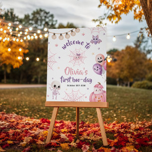 Pink Witch Spooky One Welcome Sign 16x20
