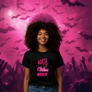 pink witch vibes only halloween script woman black Tri-Blend shirt