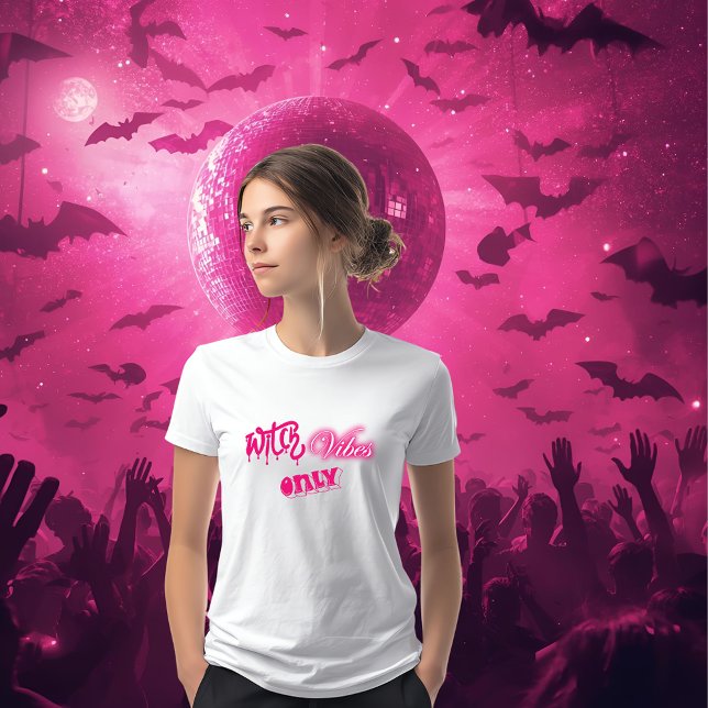 pink witch vibes only halloween typography woman  Tri-Blend shirt (Creator Uploaded)
