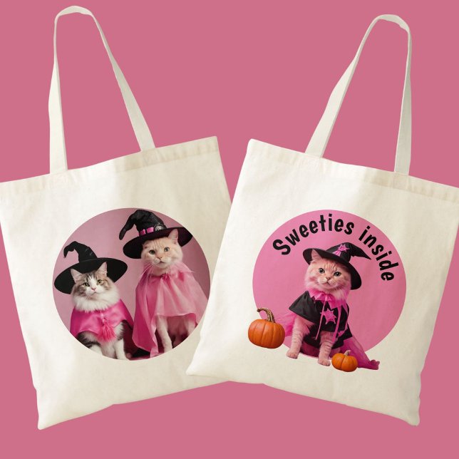 Pink Witches Cats Halloween Cute Sweetie Tote Bag (Creator Uploaded)