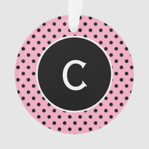 Pink with Black Dots Personalized Ornament