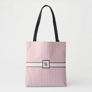 Pink with Black Pinstripes All-Over-Print Bag
