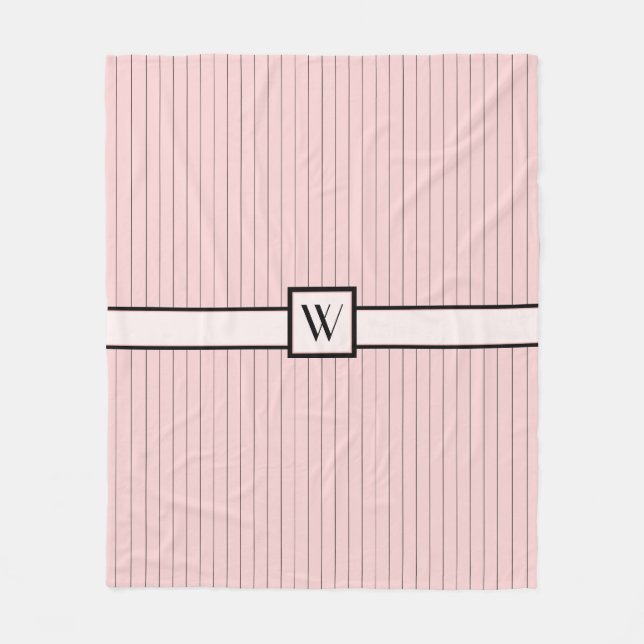 Pink with Black Pinstripes Fleece Blanket (Front)