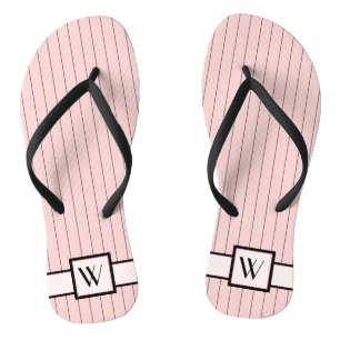 Pink with Black Pinstripes Flip Flops