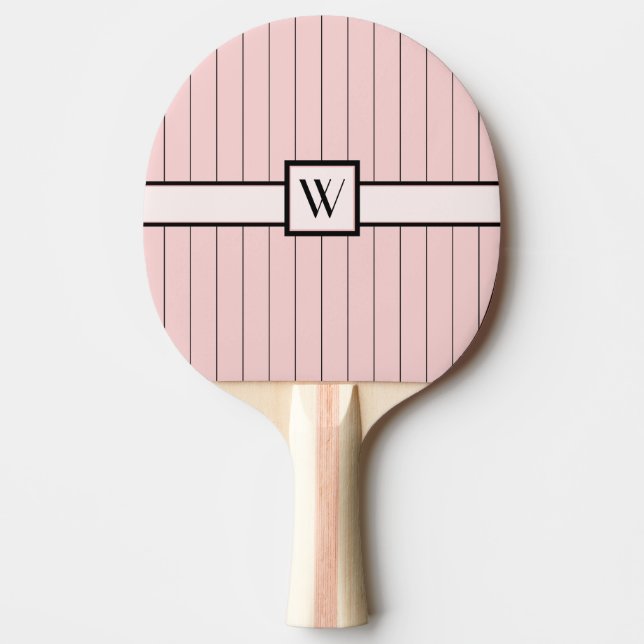 Pink with Black Pinstripes Ping Pong Paddle (Front)