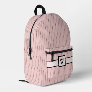 Pink with Black Pinstripes Printed Backpack