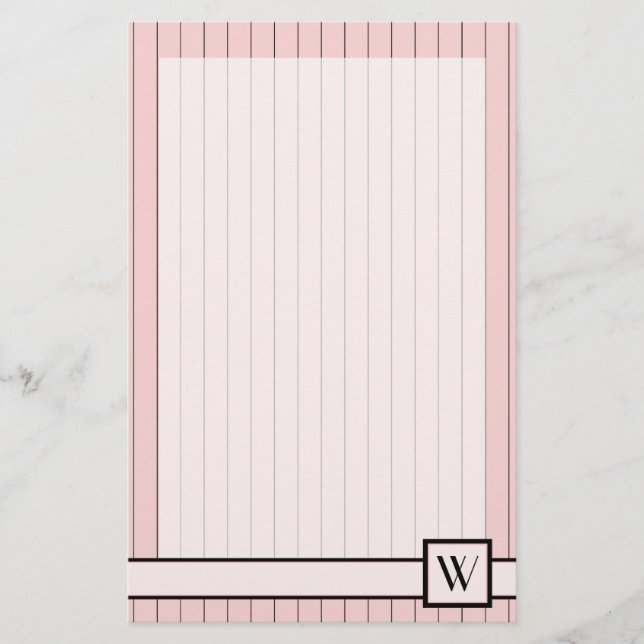 Pink with Black Pinstripes Stationery (Front)