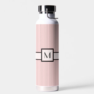 Pink with Black Pinstripes Water Bottle