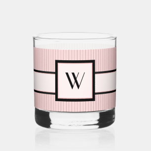 Pink with Black Pinstripes Whiskey Glass