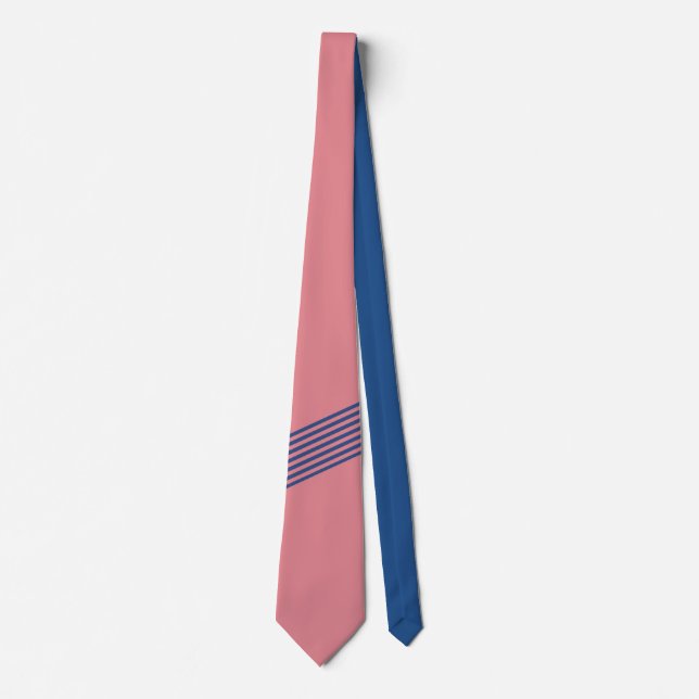 Pink With Blue Stripes Accent Tie (Front)