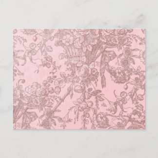 Pink with Brown Fancy Flowers Background Postcard