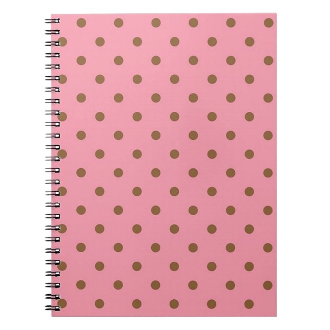 Pink with Brown Polka Dots Spiral Notebook (Front)