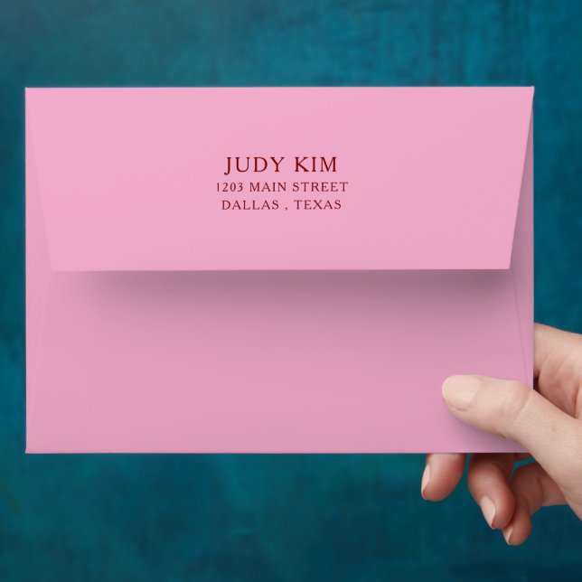 PINK WITH BURGUNDY TEXT CLASSIC  ELEGANT ENVELOPE (Hand)