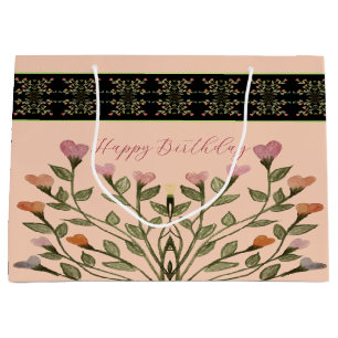 Pink With Elegant Floral Large Gift Bag