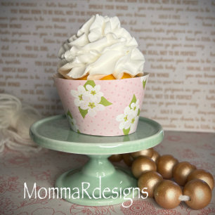 Pink with flowers cupcake wrapper, cupcake wrap