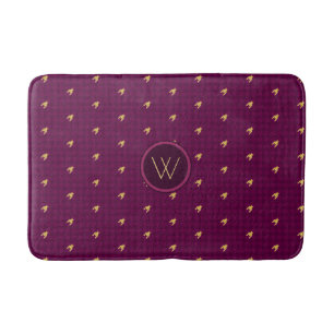 Pink with Gold Accent Houndstooth Bath Mat