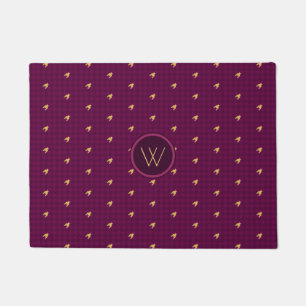Pink with Gold Accent Houndstooth Doormat