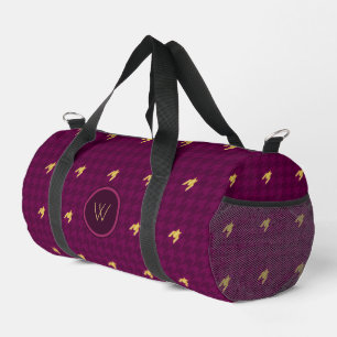 Pink with Gold Accent Houndstooth Duffle Bag