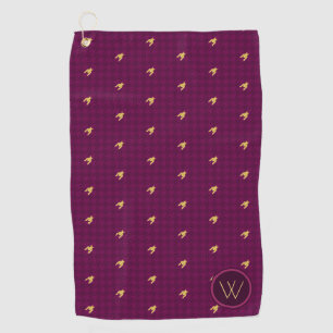 Pink with Gold Accent Houndstooth Golf Towel