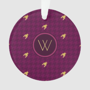 Pink with Gold Accent Houndstooth Ornament