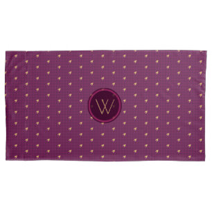 Pink with Gold Accent Houndstooth Pillow Case