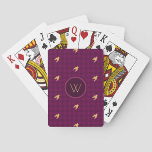 Pink with Gold Accent Houndstooth Playing Cards