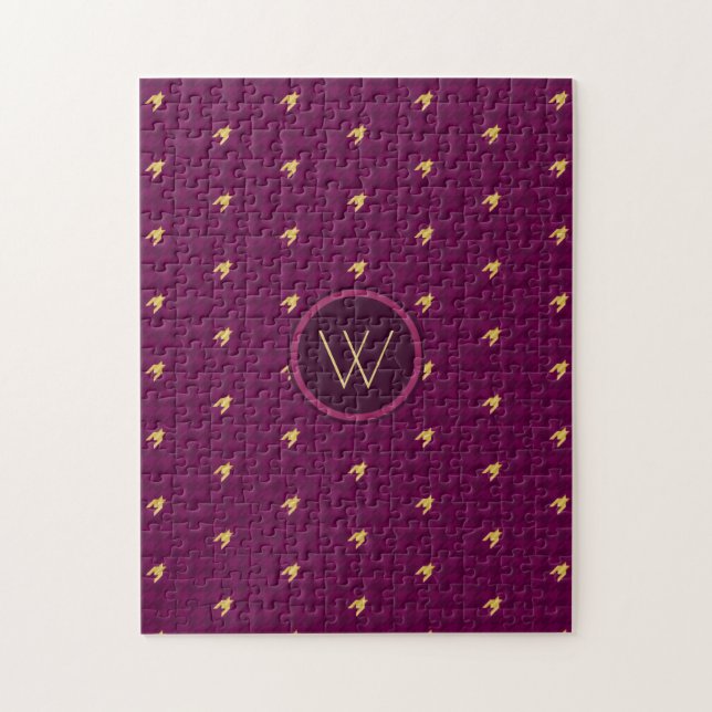 Pink with Gold Accent Houndstooth Puzzle (Vertical)