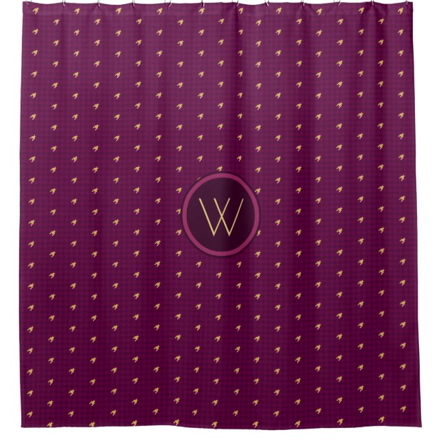 Pink with Gold Accent Houndstooth Shower Curtain (Front)