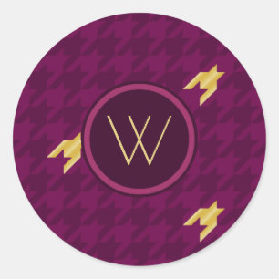 Pink with Gold Accent Houndstooth Sticker