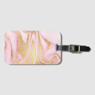 Pink with Gold Glitter Luggage Tag