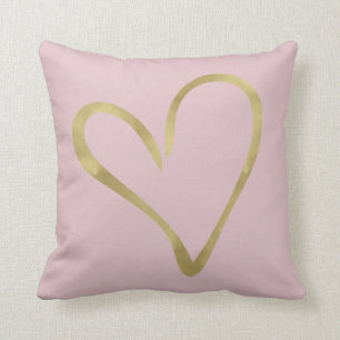 Pink with Gold Heart Cushion