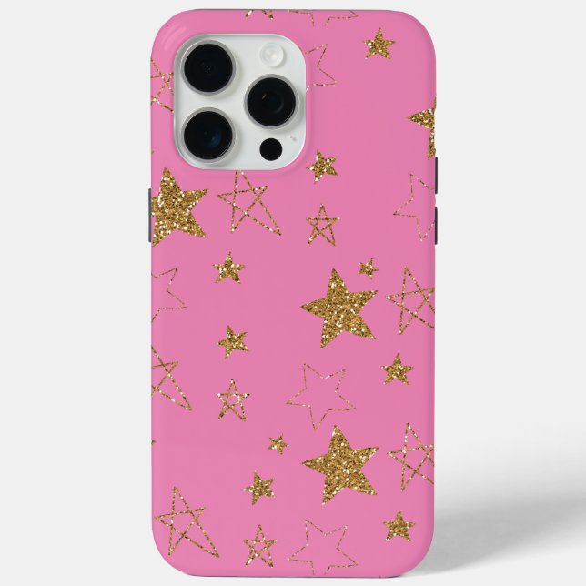 Pink with Gold Stars Case-Mate iPhone Case (Back)