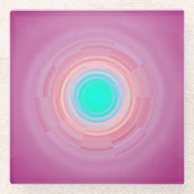 Pink with Green/Orange Centre Glass Coasters (Front)