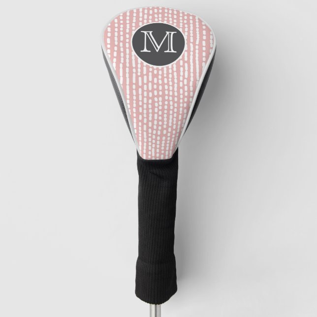 Pink With Modern White Stripe Golf Head Cover (Front)